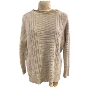 Gap Boyfriend Cable Knit Swtr Cream XL Ctn/Poly/Wool Blend Fisherman Weekend